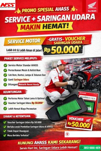 AHASS NSS Pringsewu Hadirkan Promo Spesial Servis Motor, Lebih Hemat dengan Voucher Saringan Udara Rp50 Ribu