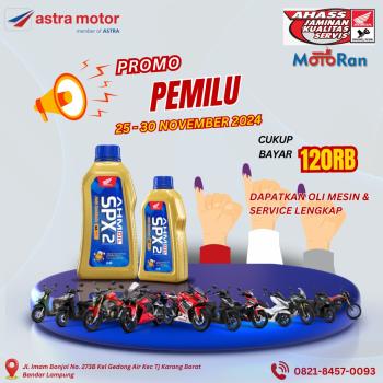 AHASS Astra Motor Imam Bonjol Berikan Promo Service 120 Ribu Buat Konsumen Yang Ikut Pilkada, Catat Jadwalnya 