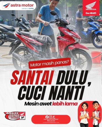Jaga Keawetan Mesin, AHASS Astra Motor Imam Bonjol Imbau Pengendara Tak Langsung Cuci Motor Saat Panas