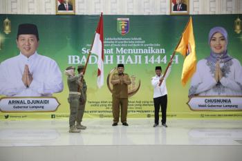 Gubernur Arinal Lepas Jemaah Calon Haji Kloter Pertama Provinsi Lampung Tahun 2023, Minta agar Seluruh Jemaah Taati Peraturan, Tertib dan Khidmat dalam Melaksanakan Ibadah Haji