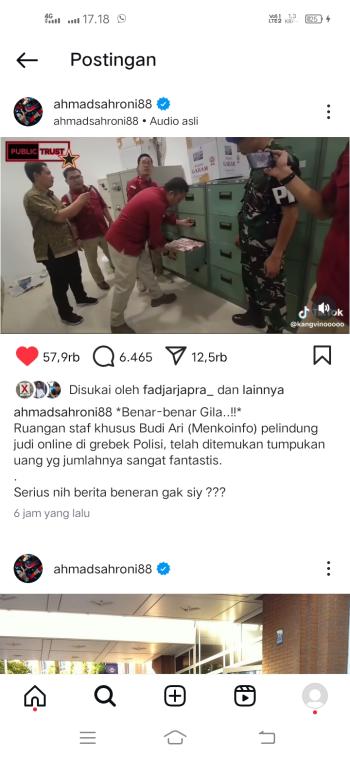 Heboh! Ahmad Sahroni Posting Video Diduga Ruang Stafsus Menkominfo Digrebek Ket