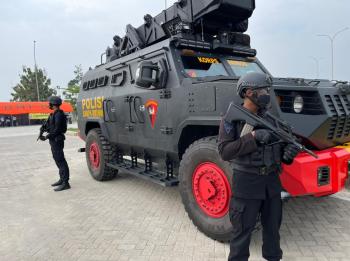 Gegana Amankan Kunjungan Kerja Menhub RI dan Kepala BNPB di Provinsi Lampung